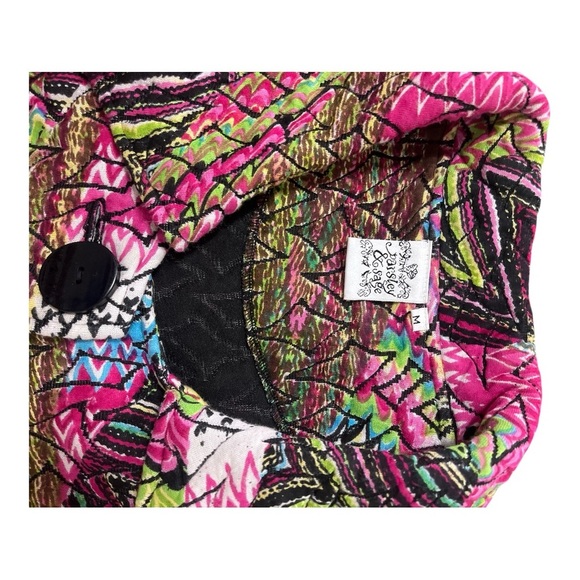 Parsley & Sage Pink and Green Cropped Soft Quilt Blazer with Wide Lapel - Picture 7 of 9